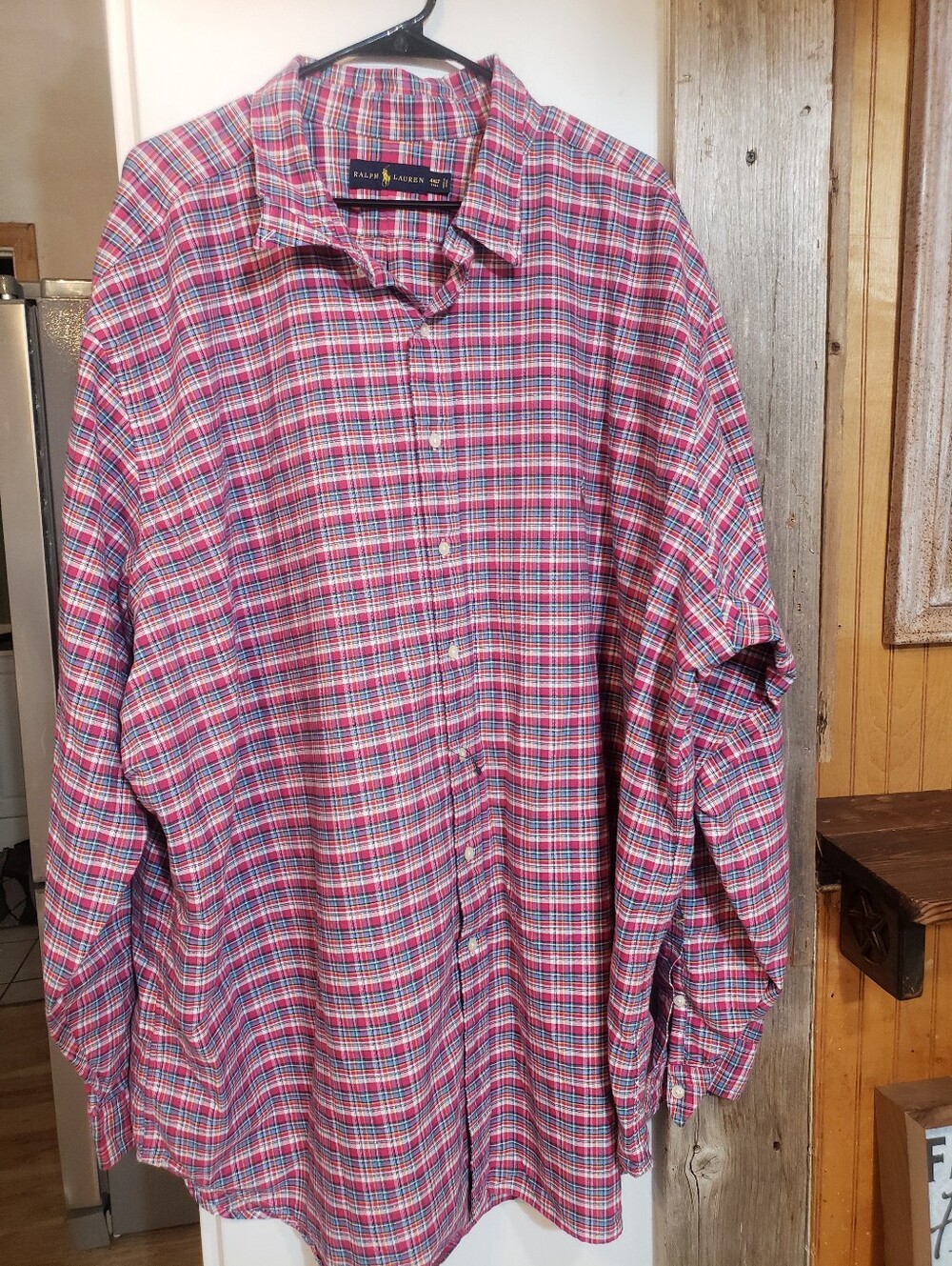 Ralph Lauren 4XLT Like New Long Sleeve Button Down Pony Logo Pink/red/blue Plaid